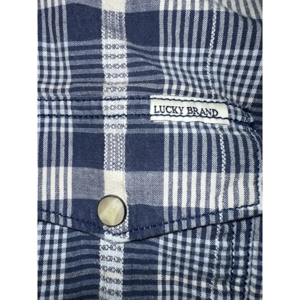 Lucky Brand Shirt Pearl Snap Mens‎ LARGE Long Sleeve Button Up Plaid